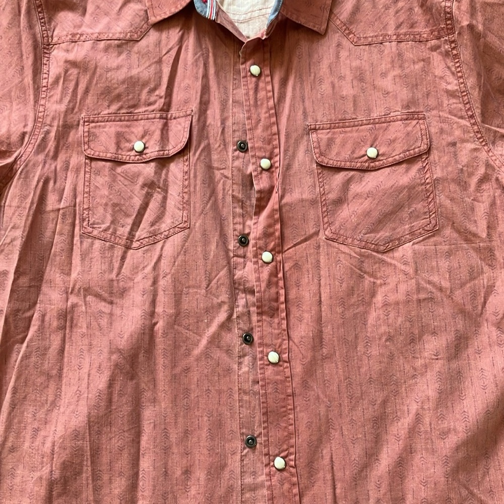 Rust Casual Button Down Shirt with Textured Finish